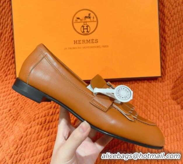 Duplicate Hermes Royal Loafers in Calfskin Brown Leather 0104058