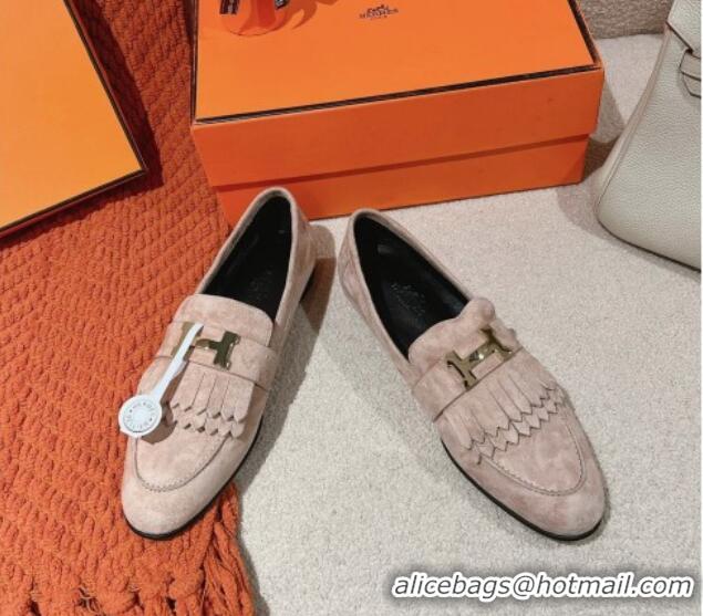 Good Product Hermes Royal Loafers in Suede Light Grey 0104062