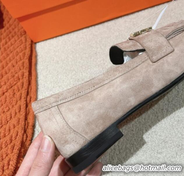 Good Product Hermes Royal Loafers in Suede Light Grey 0104062