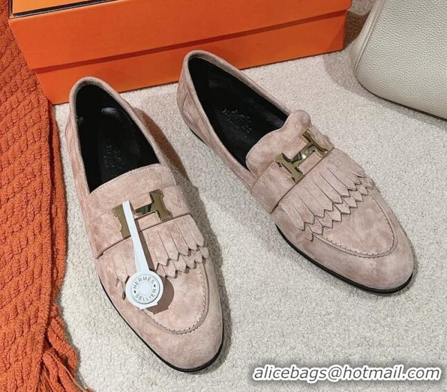 Good Product Hermes Royal Loafers in Suede Light Grey 0104062