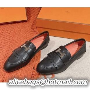 Best Product Hermes Royal Loafers in Calfskin Black/Peach 0104066