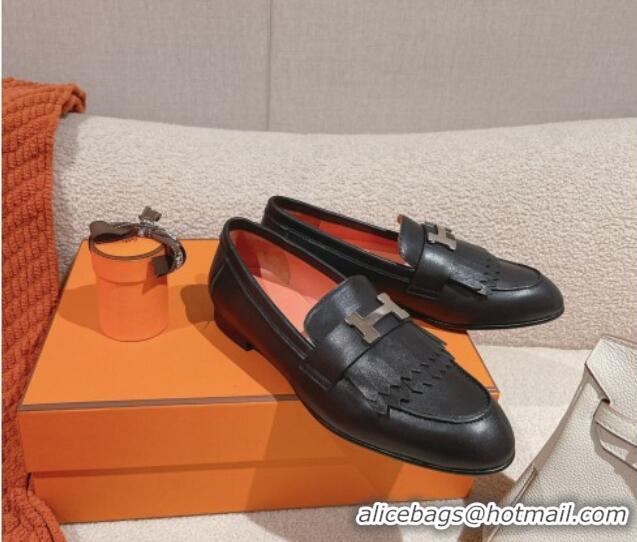 Best Product Hermes Royal Loafers in Calfskin Black/Peach 0104066