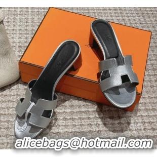 Best Price Hermes Classic Oasis Heel Slide Sandals 4.5cm in Palm Grained Leather Silver 0123008