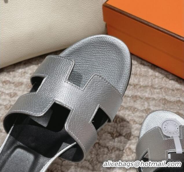 Best Price Hermes Classic Oasis Heel Slide Sandals 4.5cm in Palm Grained Leather Silver 0123008