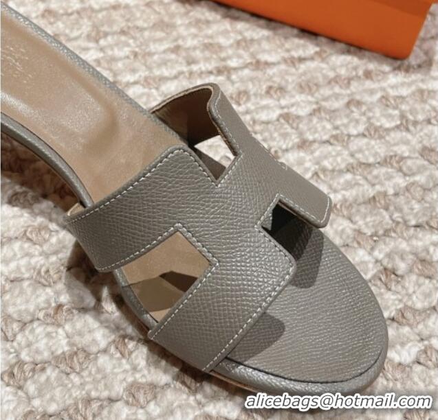 Best Product Hermes Classic Oasis Heel Slide Sandals 4.5cm in Palm Grained Leather Grey 123011