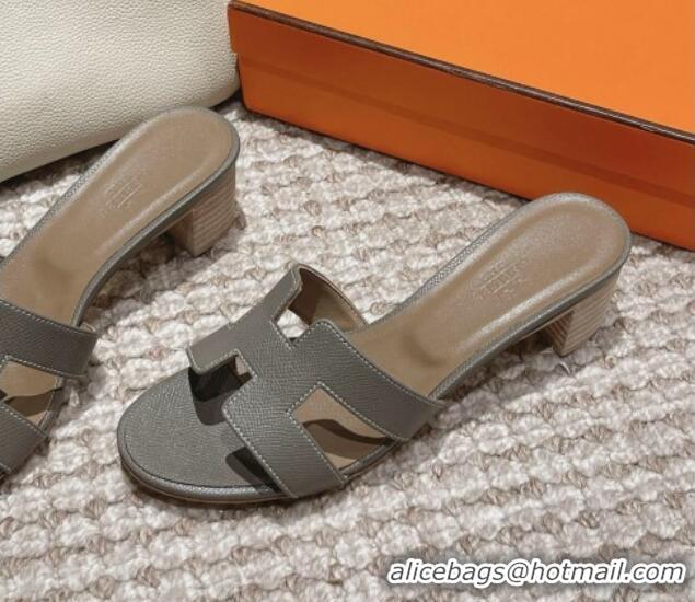 Best Product Hermes Classic Oasis Heel Slide Sandals 4.5cm in Palm Grained Leather Grey 123011