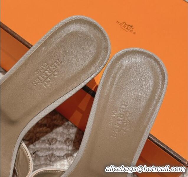 Durable Hermes Classic Oasis Heel Slide Sandals 4.5cm in Palm Grained Leather Grey 123014