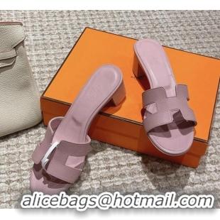 Perfect Hermes Classic Oasis Heel Slide Sandals 4.5cm in Palm Grained Leather Light Purple 123016