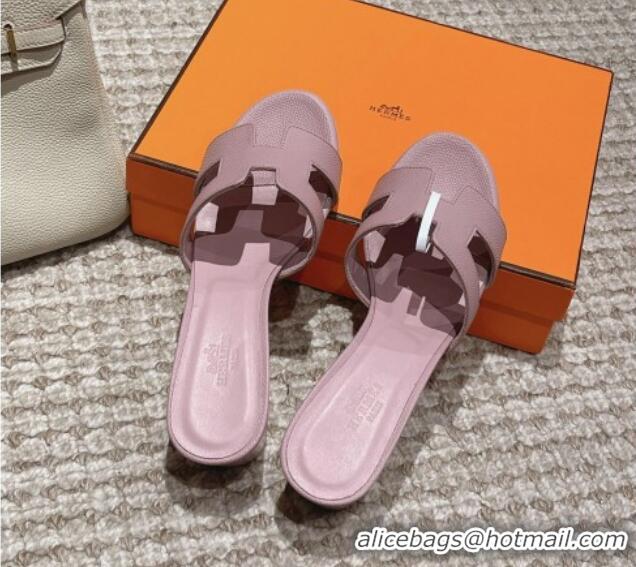 Perfect Hermes Classic Oasis Heel Slide Sandals 4.5cm in Palm Grained Leather Light Purple 123016