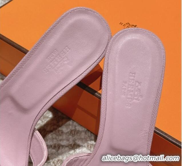 Perfect Hermes Classic Oasis Heel Slide Sandals 4.5cm in Palm Grained Leather Light Purple 123016