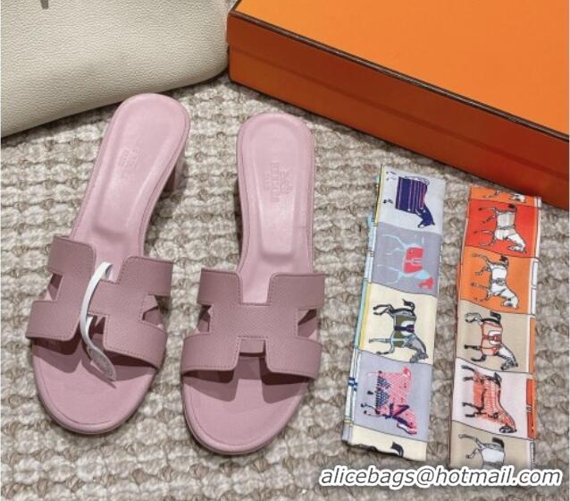 Perfect Hermes Classic Oasis Heel Slide Sandals 4.5cm in Palm Grained Leather Light Purple 123016