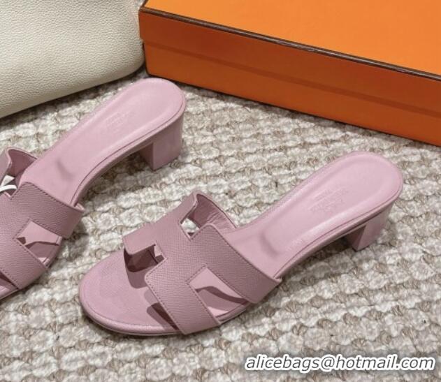 Perfect Hermes Classic Oasis Heel Slide Sandals 4.5cm in Palm Grained Leather Light Purple 123016