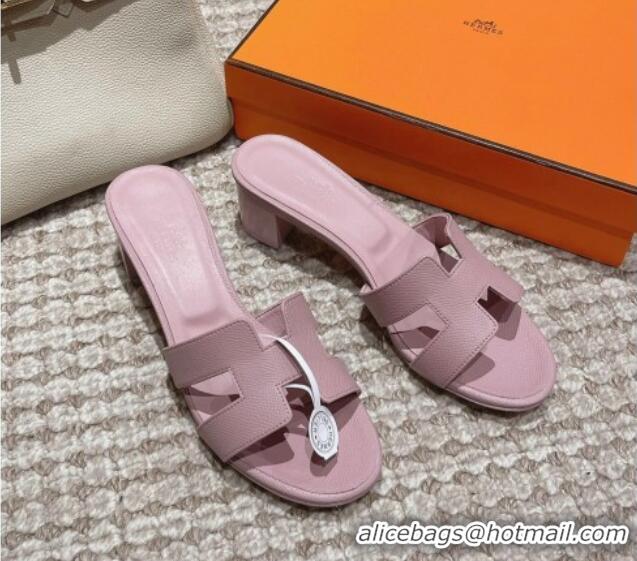 Perfect Hermes Classic Oasis Heel Slide Sandals 4.5cm in Palm Grained Leather Light Purple 123016