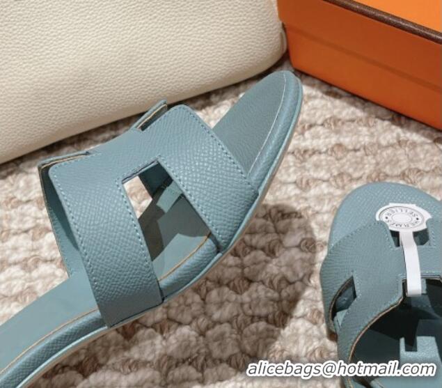 Low Price Hermes Classic Oasis Heel Slide Sandals 4.5cm in Palm Grained Leather Blue 123017