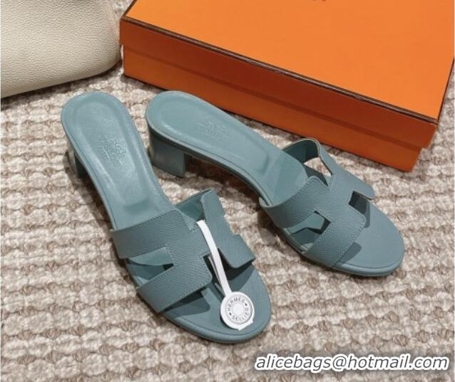 Low Price Hermes Classic Oasis Heel Slide Sandals 4.5cm in Palm Grained Leather Blue 123017