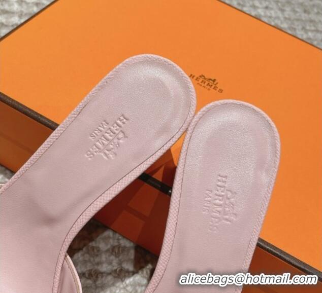 Trendy Design Hermes Classic Oasis Heel Slide Sandals 4.5cm in Palm Grained Leather Light Pink 123020