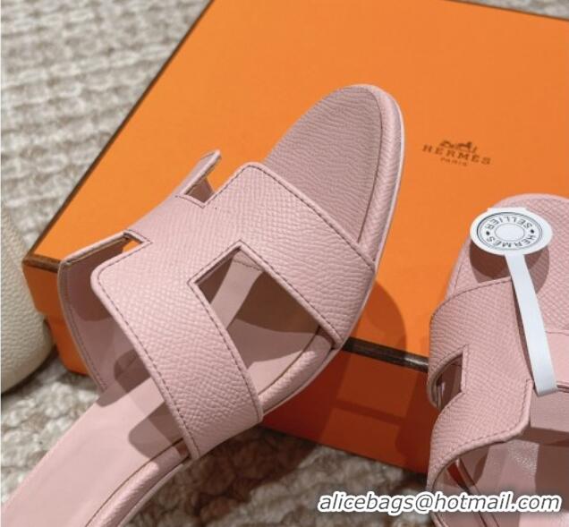 Trendy Design Hermes Classic Oasis Heel Slide Sandals 4.5cm in Palm Grained Leather Light Pink 123020