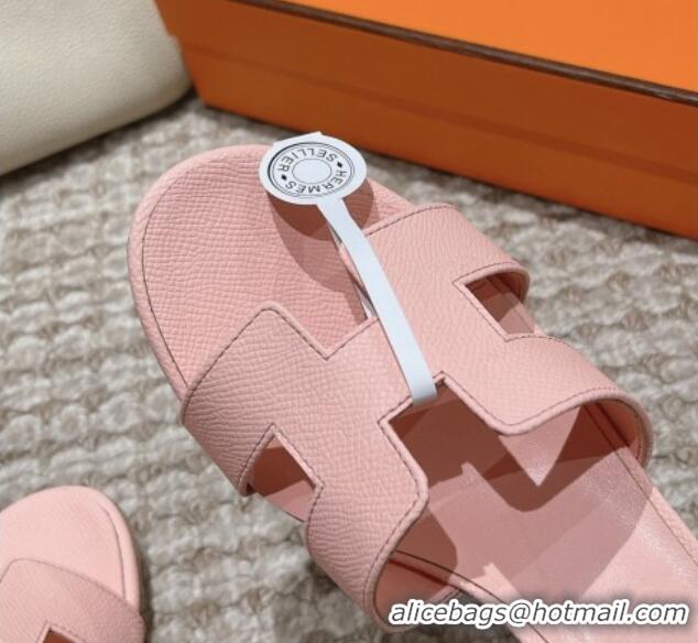 Luxurious Hermes Classic Oasis Heel Slide Sandals 4.5cm in Palm Grained Leather Pale Pink 123022