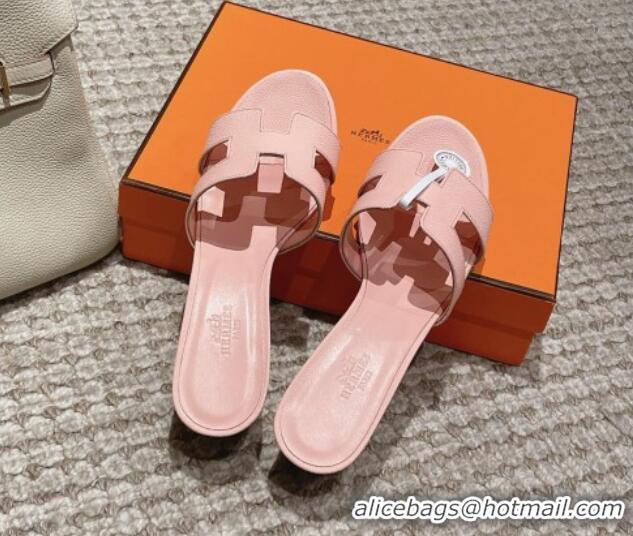 Luxurious Hermes Classic Oasis Heel Slide Sandals 4.5cm in Palm Grained Leather Pale Pink 123022