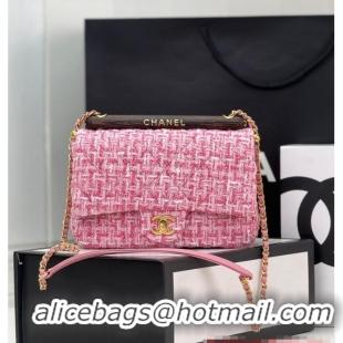 Best Price Chanel Tweed CLUTCH WITH CHAIN AS4151 Pink