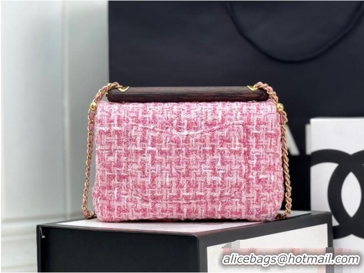 Best Price Chanel Tweed CLUTCH WITH CHAIN AS4151 Pink