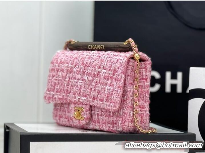 Best Price Chanel Tweed CLUTCH WITH CHAIN AS4151 Pink