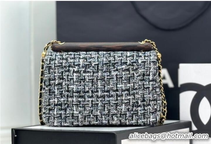 Top Quality Chanel Tweed CLUTCH WITH CHAIN AS4151 Black