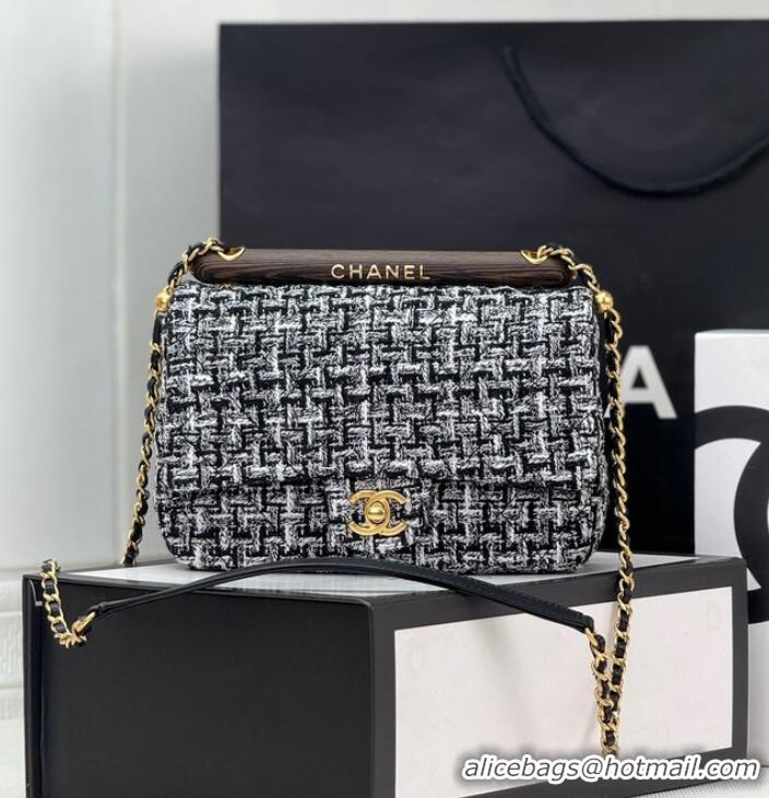 Top Quality Chanel Tweed CLUTCH WITH CHAIN AS4151 Black