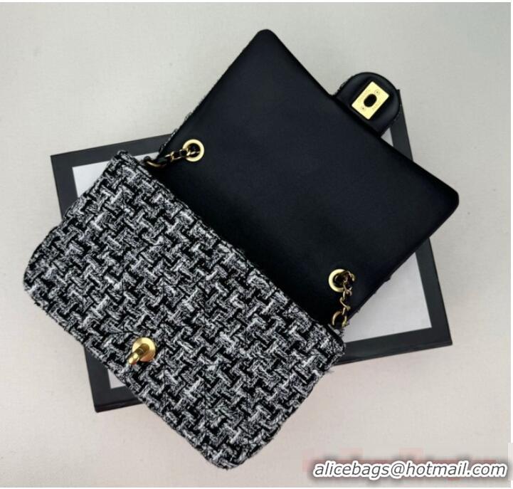 Top Quality Chanel Tweed CLUTCH WITH CHAIN AS4151 Black