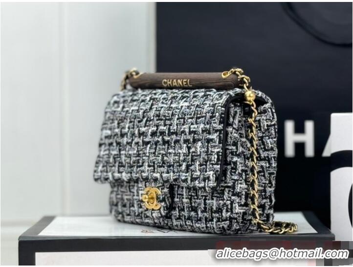 Top Quality Chanel Tweed CLUTCH WITH CHAIN AS4151 Black