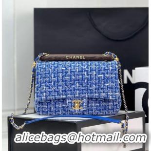 Well Crafted Chanel Tweed CLUTCH WITH CHAIN AS4151 Blue