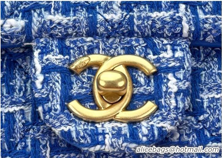 Well Crafted Chanel Tweed CLUTCH WITH CHAIN AS4151 Blue