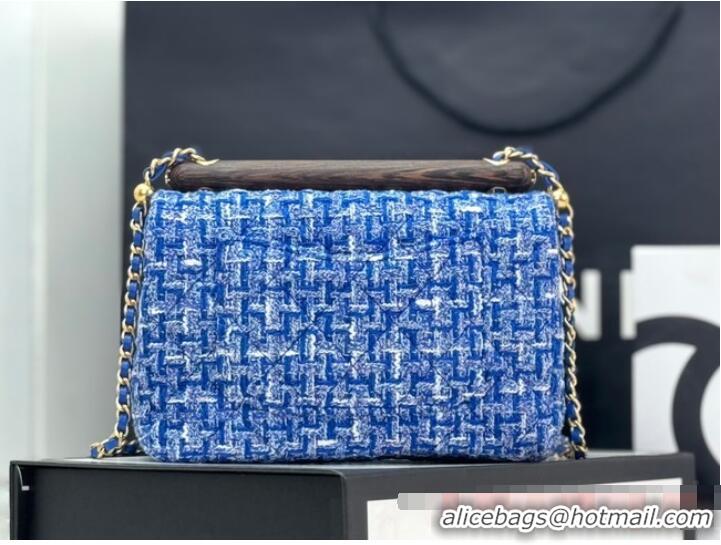 Well Crafted Chanel Tweed CLUTCH WITH CHAIN AS4151 Blue