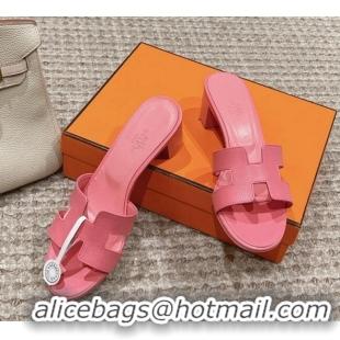 Best Price Hermes Classic Oasis Heel Slide Sandals 4.5cm in Palm Grained Leather Pink 123023