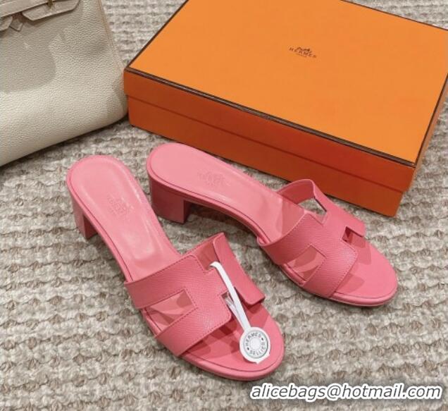 Best Price Hermes Classic Oasis Heel Slide Sandals 4.5cm in Palm Grained Leather Pink 123023