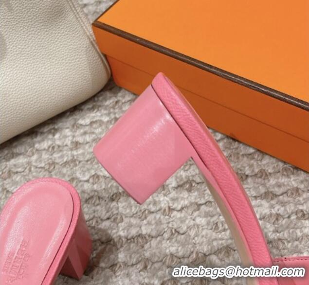 Best Price Hermes Classic Oasis Heel Slide Sandals 4.5cm in Palm Grained Leather Pink 123023