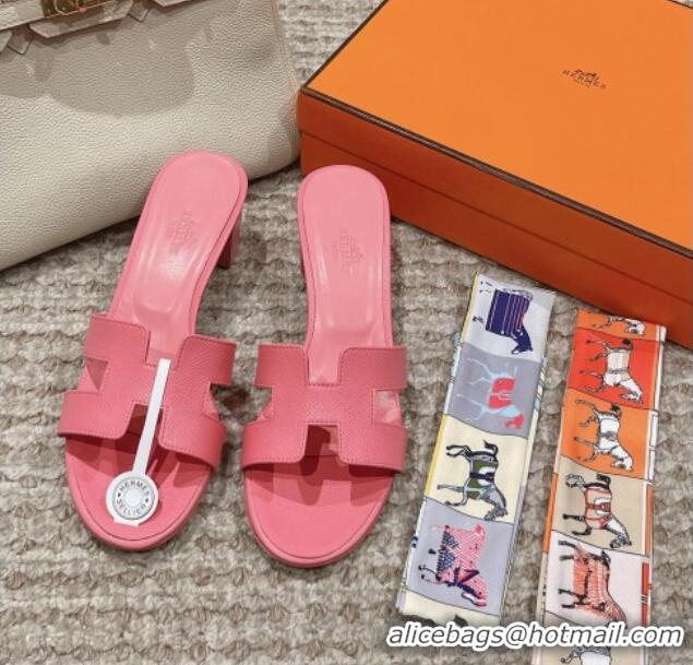 Best Price Hermes Classic Oasis Heel Slide Sandals 4.5cm in Palm Grained Leather Pink 123023