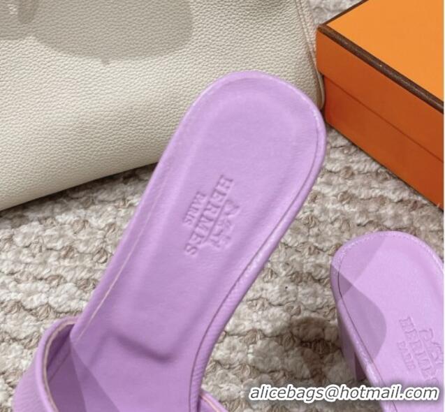 Durable Hermes Classic Oasis Heel Slide Sandals 4.5cm in Palm Grained Leather Purple 123026