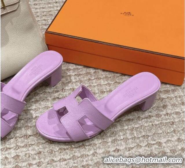 Durable Hermes Classic Oasis Heel Slide Sandals 4.5cm in Palm Grained Leather Purple 123026