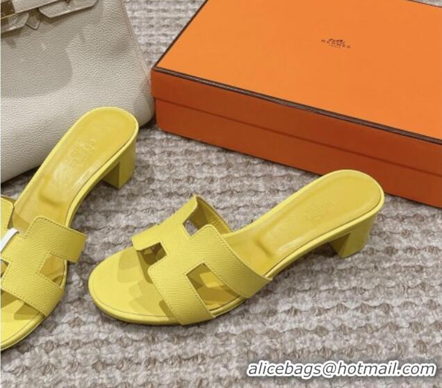 Shop Duplicate Hermes Classic Oasis Heel Slide Sandals 4.5cm in Palm Grained Leather Yellow 123031