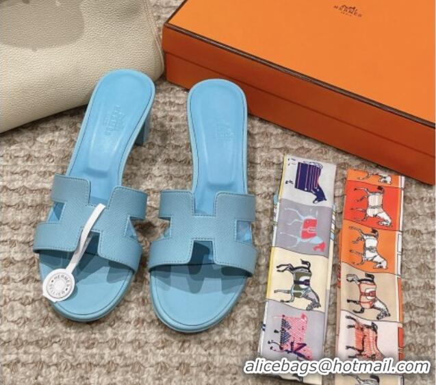 Most Popular Hermes Classic Oasis Heel Slide Sandals 4.5cm in Palm Grained Leather Blue 0123033