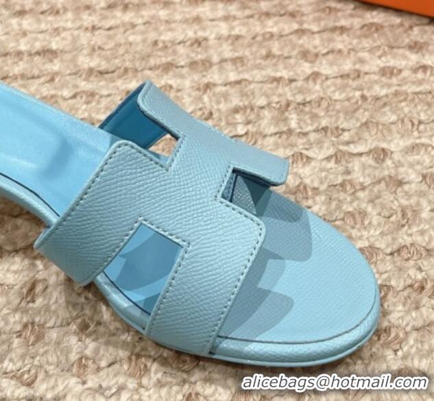 Most Popular Hermes Classic Oasis Heel Slide Sandals 4.5cm in Palm Grained Leather Blue 0123033