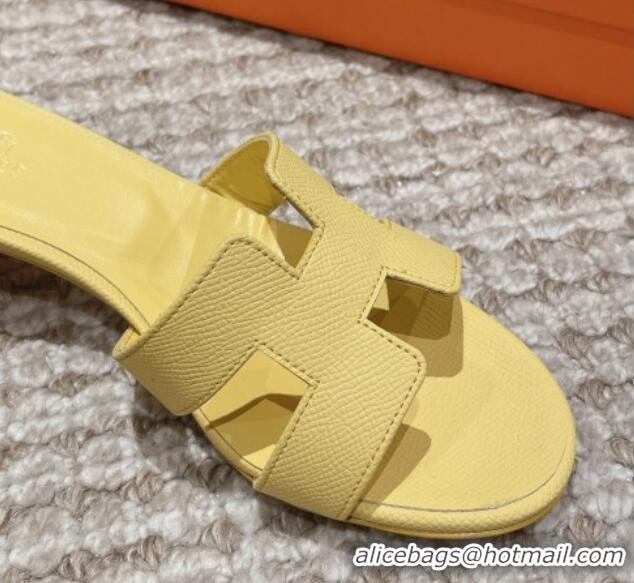 Perfect Hermes Classic Oasis Heel Slide Sandals 4.5cm in Palm Grained Leather Yellow 123035