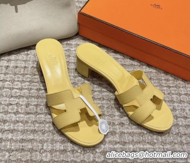 Perfect Hermes Classic Oasis Heel Slide Sandals 4.5cm in Palm Grained Leather Yellow 123035