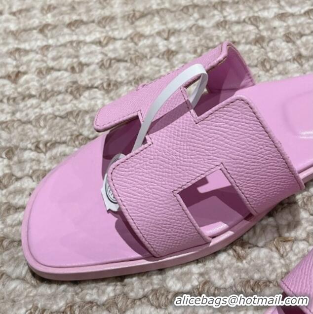 Purchase Hermes Classic Oran Flat Slide Sandals in Palm Grained Leather Purple 123046