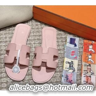 Buy Luxury Hermes Classic Oran Flat Slide Sandals in Palm Grained Leather Purple 123048