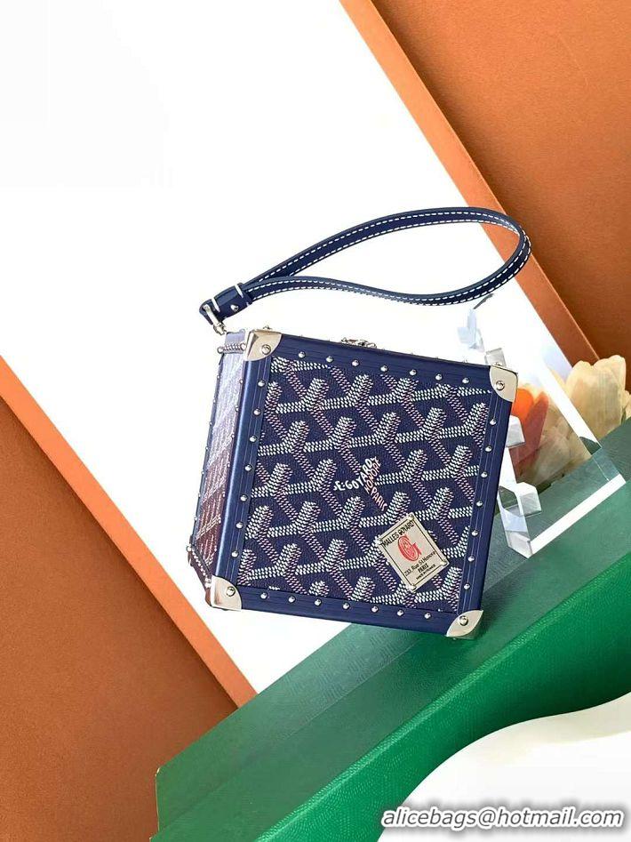 Unique Grade Goyard Dé Trunk Clutch Bag 8215 Navy Blue