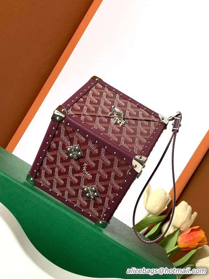 Pretty Style Goyard Dé Trunk Clutch Bag 8215 Burgundy