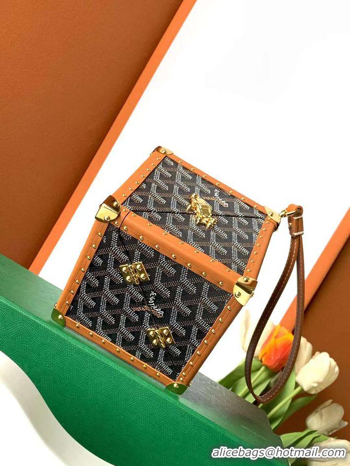 Best Product Goyard Dé Trunk Clutch Bag 8215 Black And Tan