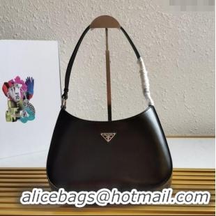 Top Quality Prada Cleo Brushed Leather Hobo Bag 1BC499 Black